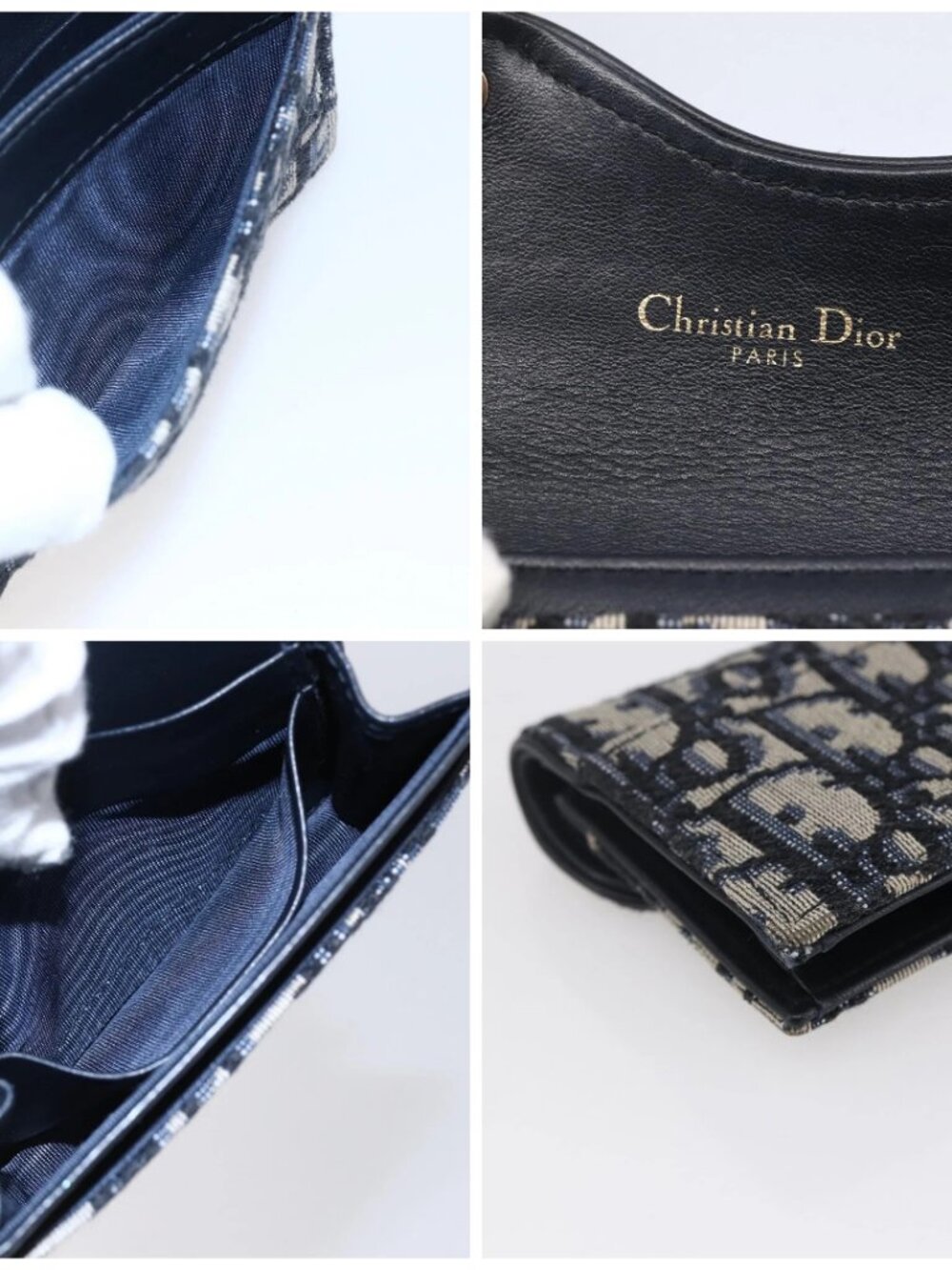 Christian Dior Trotter Canvas Saddle Coin Card Case Navy - Picture 12 of 16